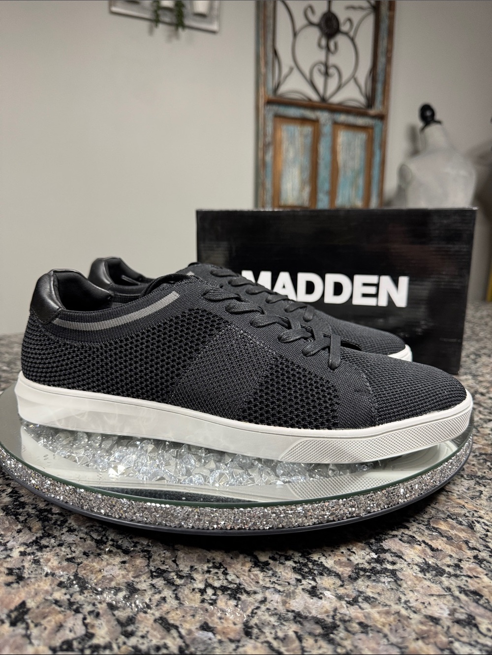 Steve Madden Bathon Men's Black Knit Sneaker NEW 12